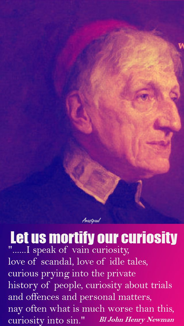 LET US MORTIFY OUR CURIOSITY