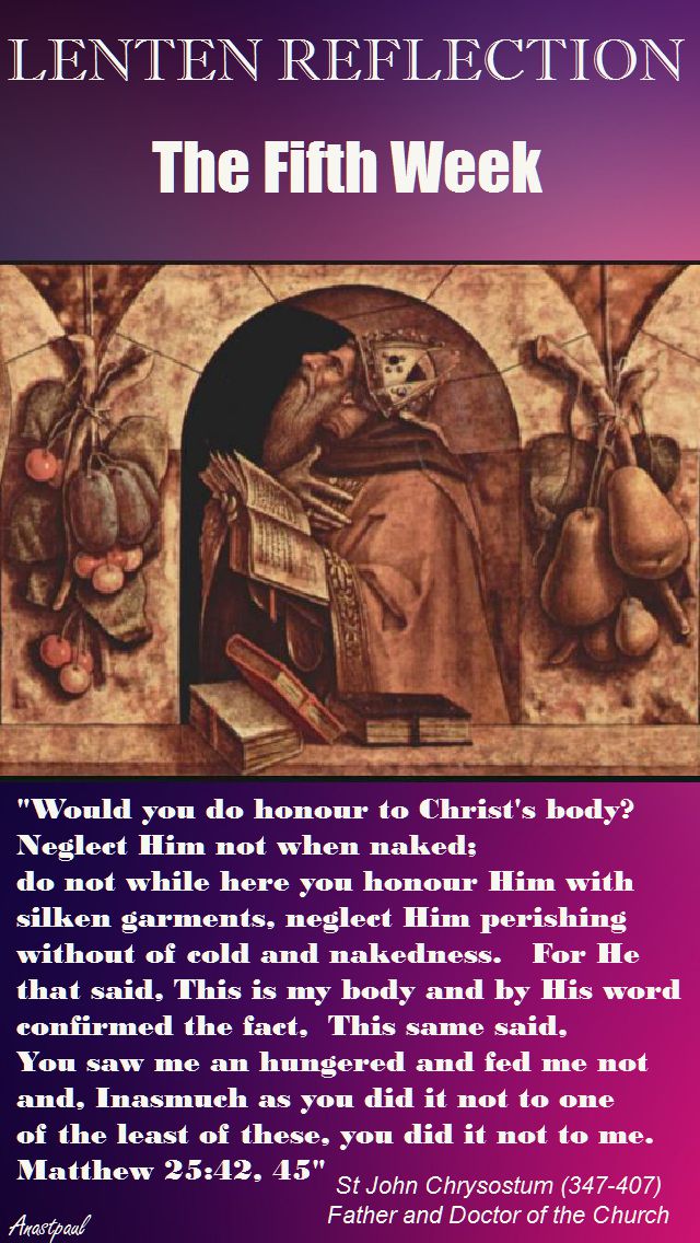 ALMSGIVING-STJOHNCHRYSOSTUM LENT MON 3 APRIL