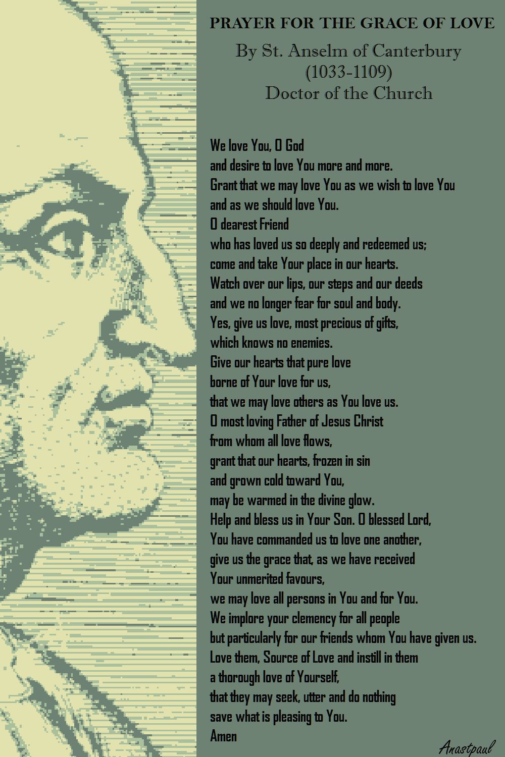 PRAYER FOR THE GRACE OF LOVE BY ST ANSELM