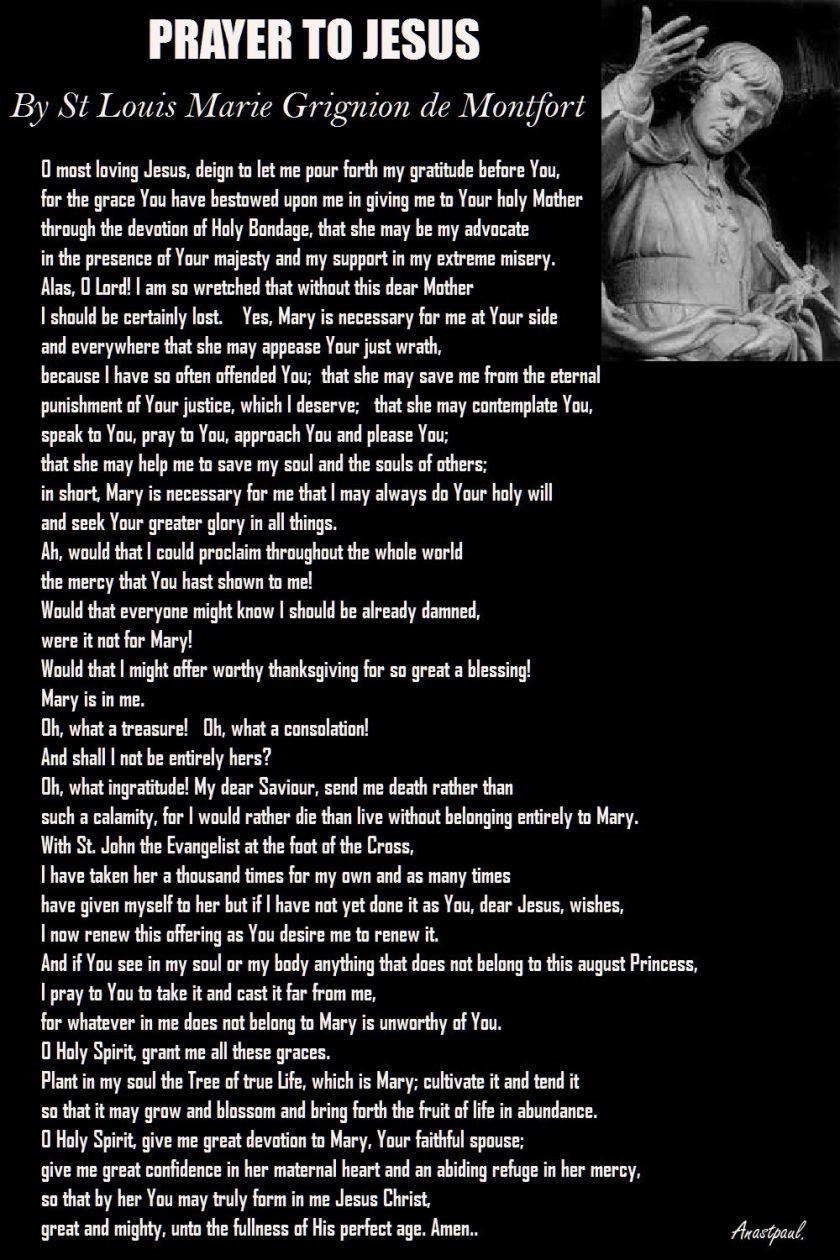 PRAYER TO JESUS - ST LOUIS DE MONTFORT