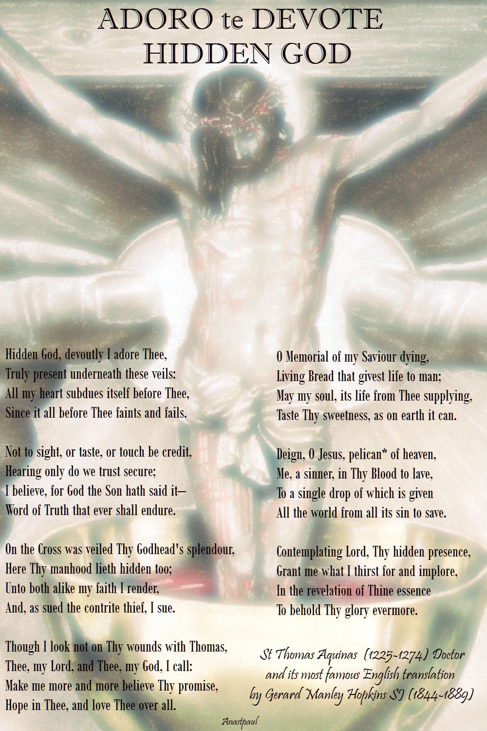 ADORO te DEVOTE - ST THOMAS AQUINAS TRANSLATE G M HOPKINS SJ