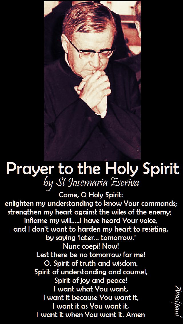 prayer to the holy spirit by st josemaria