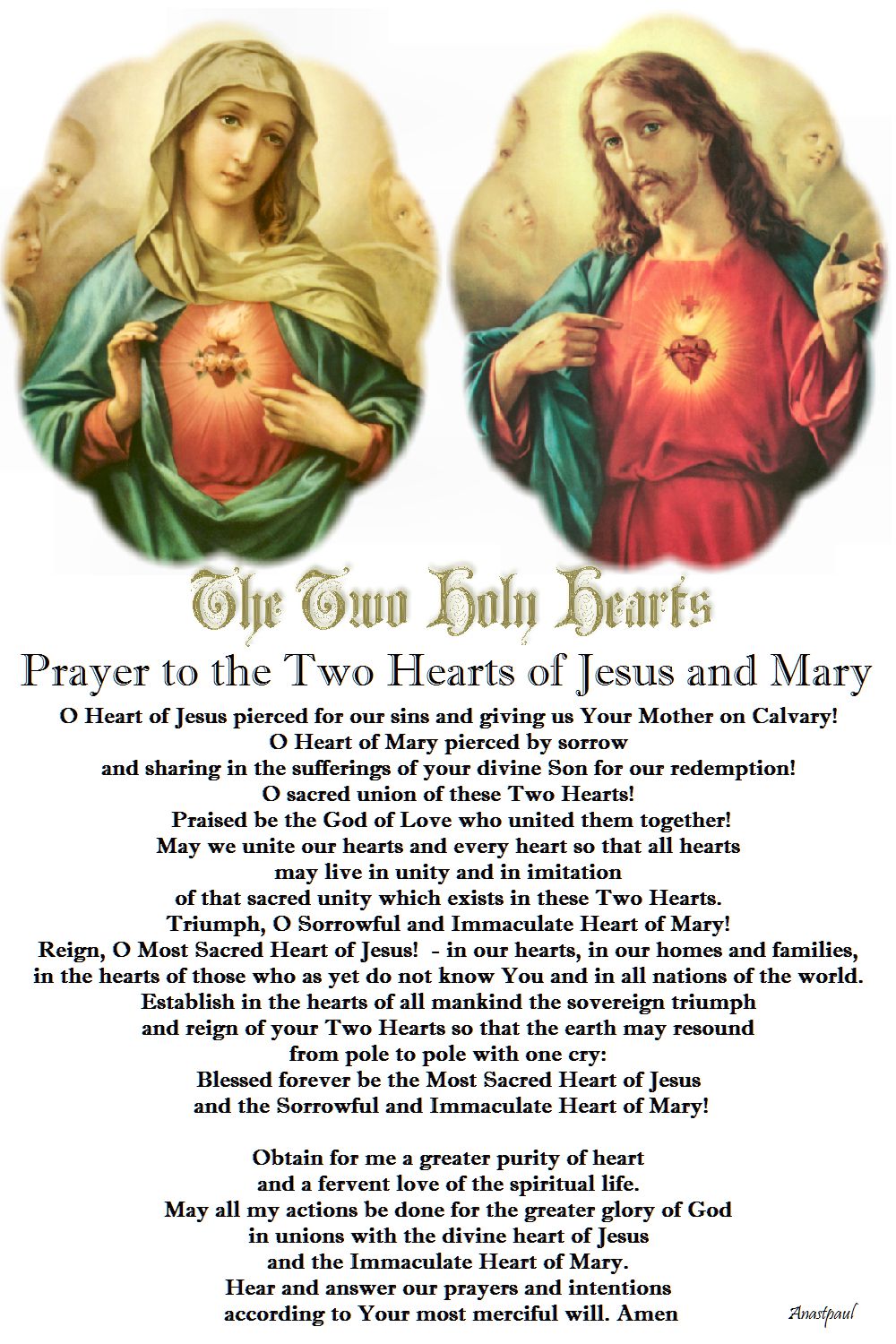 Prayer to the Two Hearts of Jesus and Mary