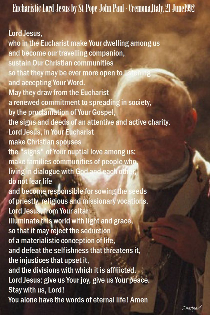 eucharistic lord jesus by st john paul
