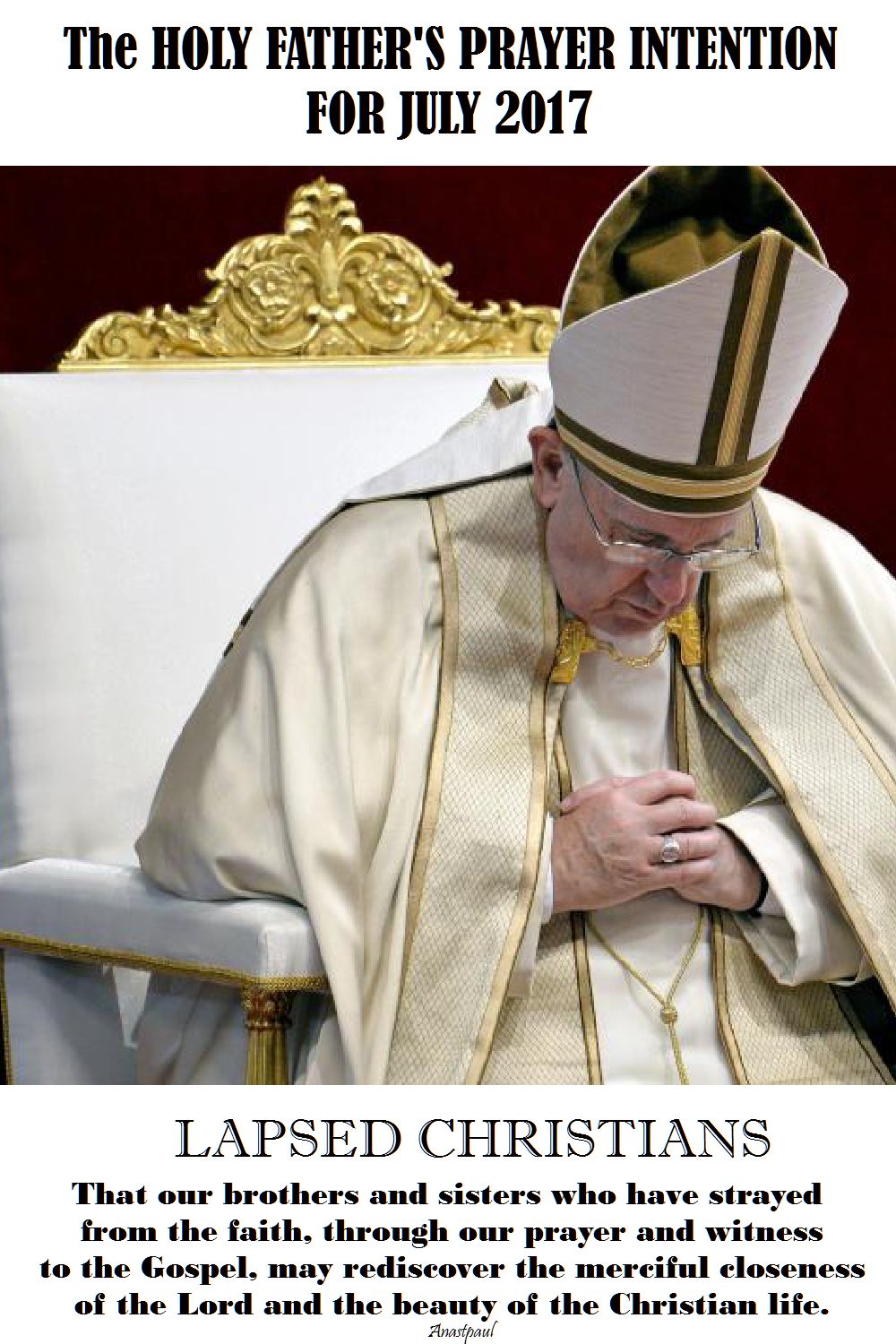 holy fathers prayer intention july 2017