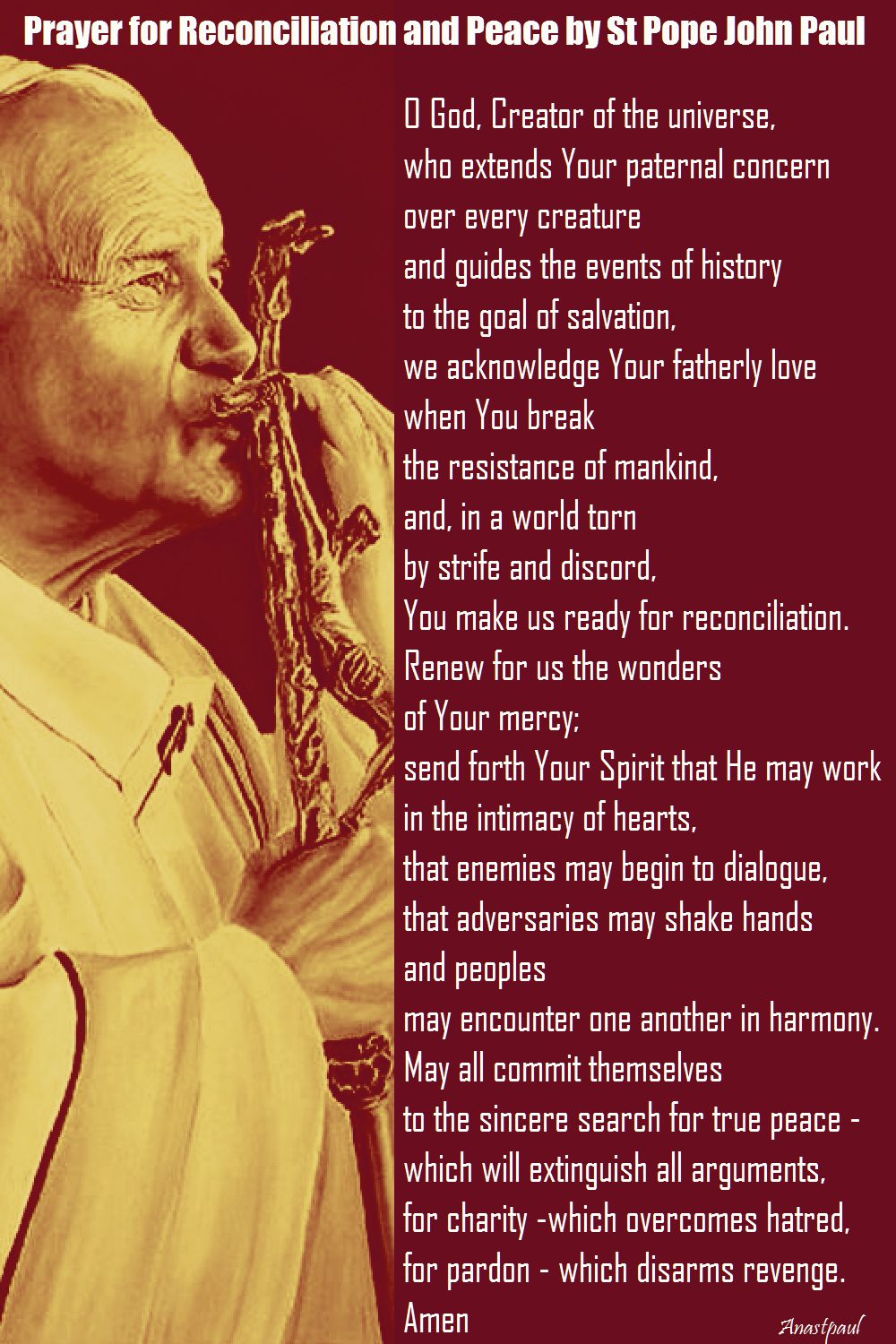prayer for reconciliation and peace by st john paul