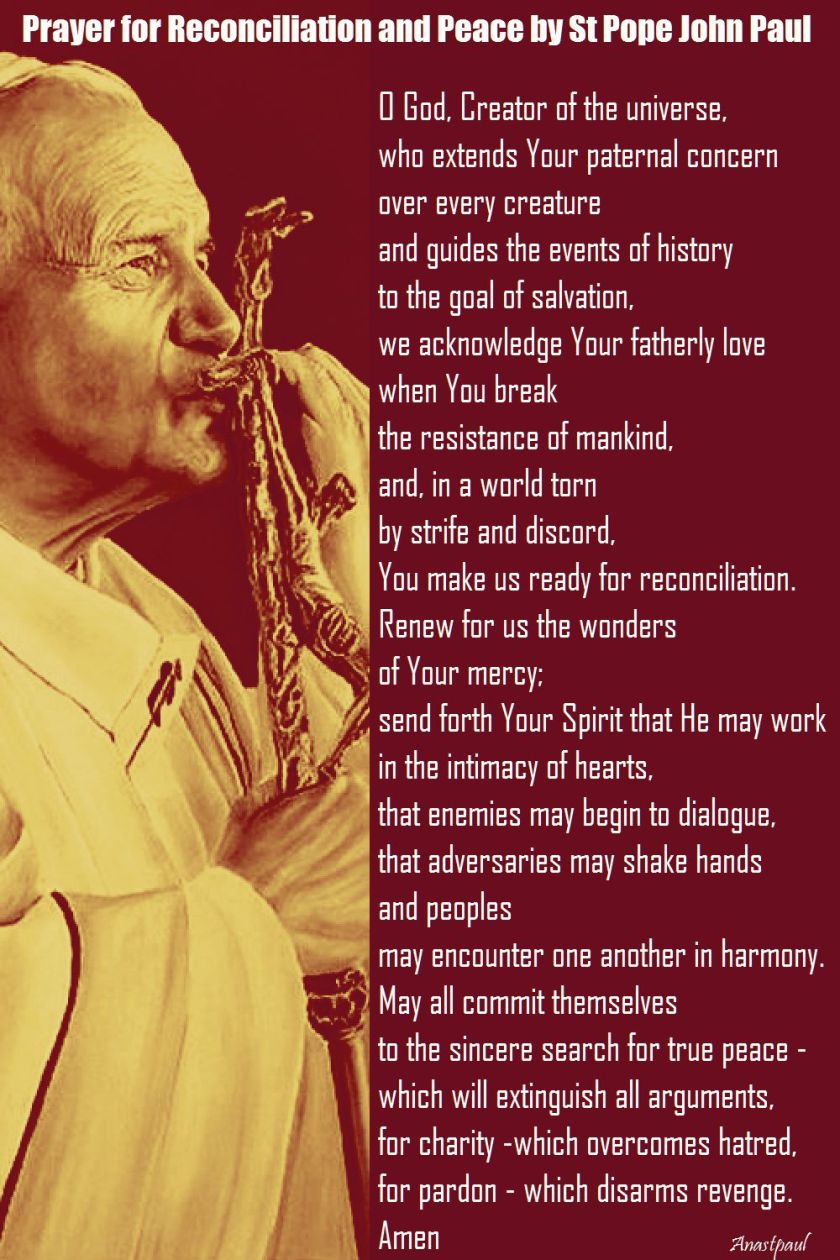 prayer for reconciliation and peace by st john paul