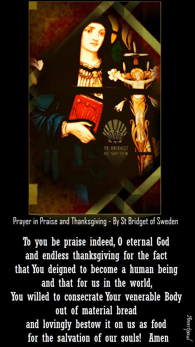 prayer in praise and thanksgiving by st bridget of sweden