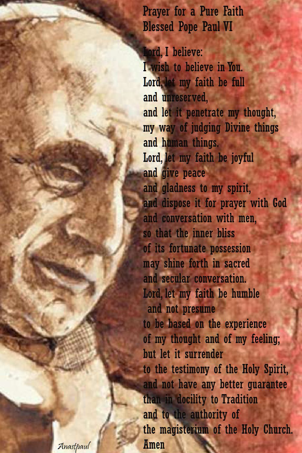 prayer of bl pope paul VI - lord I believe