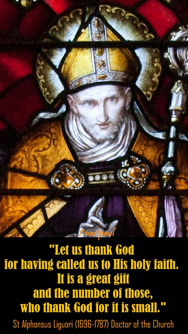 let us thank god for having called us - st alphonsus