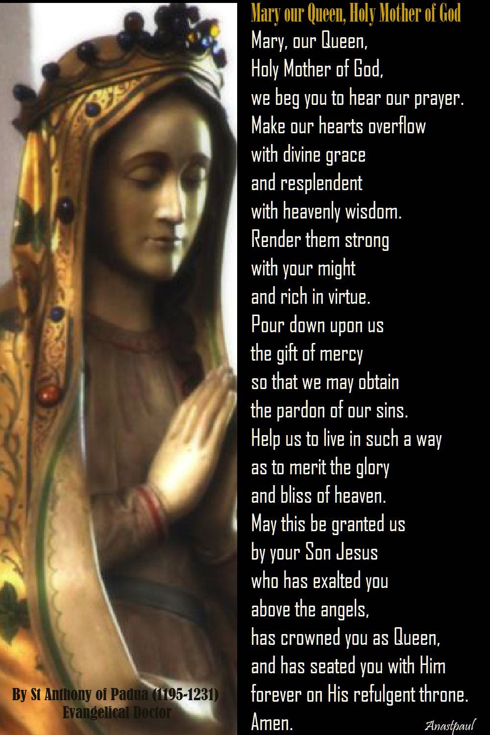 mary our queen, holy mother of god by st anthony of padua.2
