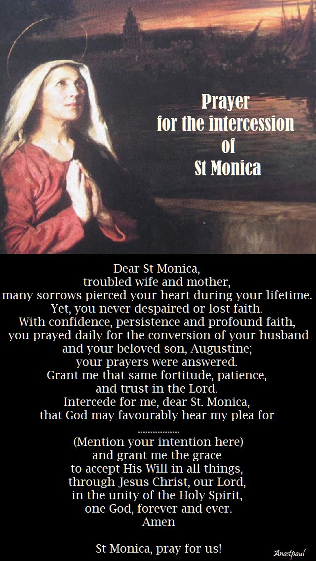 prayer for the intercession of st monica