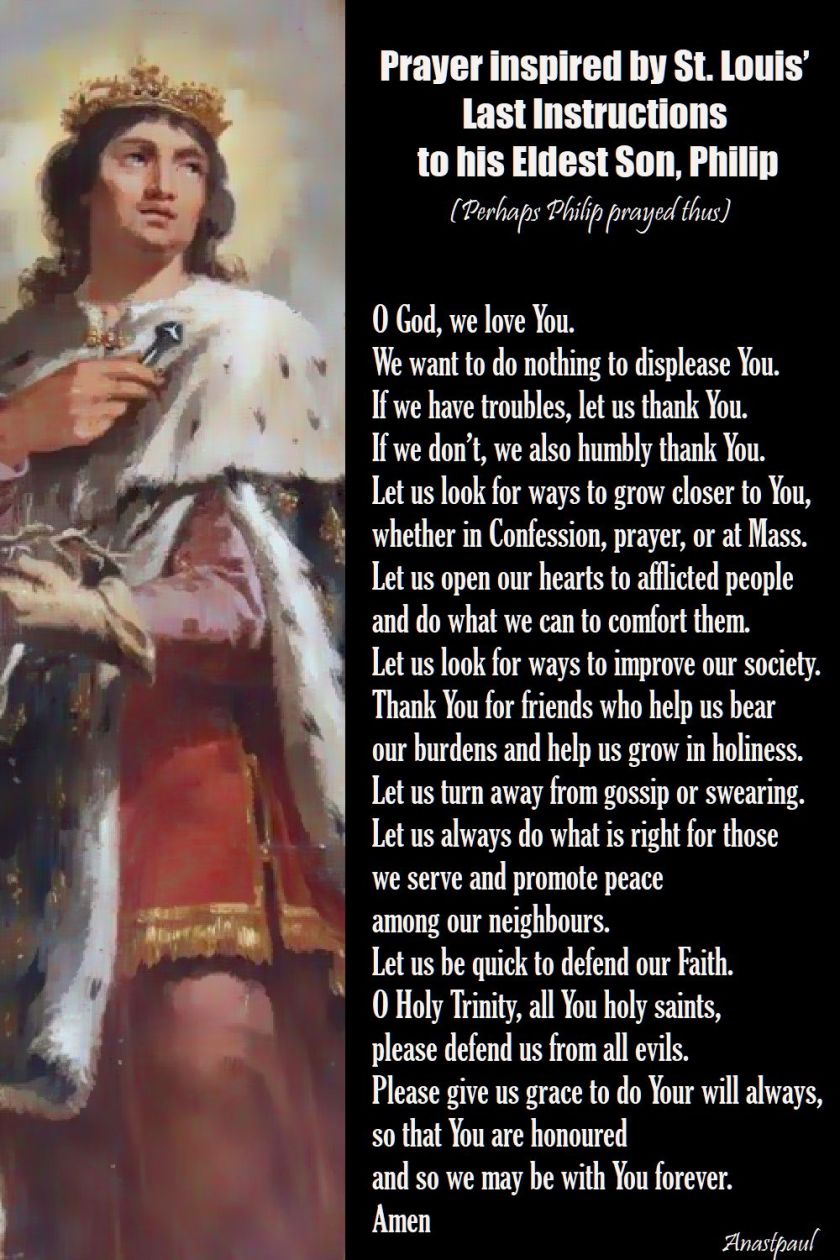 prayer inspired by st Louis' last instructions - st louis king of france