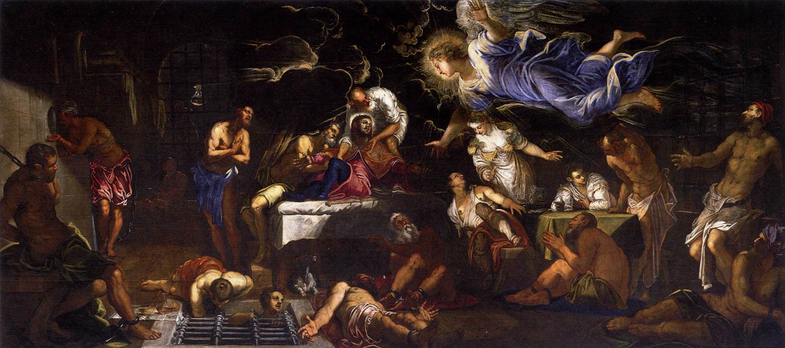 Tintoretto,_Jacopo_-_St_Roch_in_Prison_Visited_by_an_Angel_-_1567