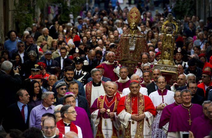 A scene from the procession on the feast of San Gennaro in Naples in 2015.