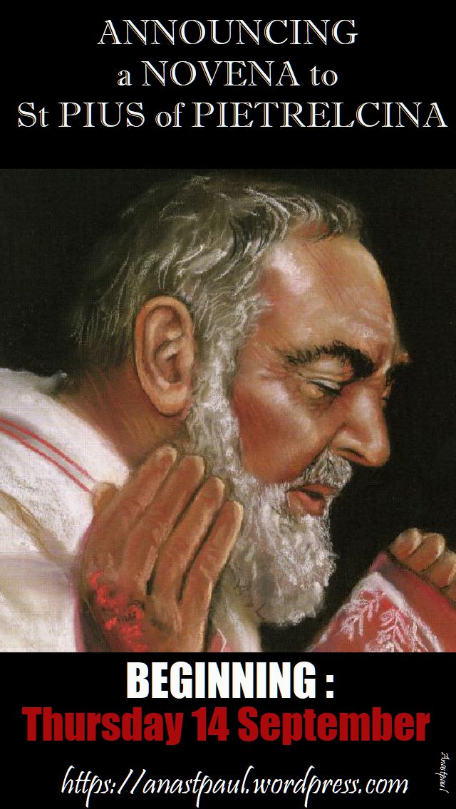announging a novena to st padre pio - beginning thurs 14 sept
