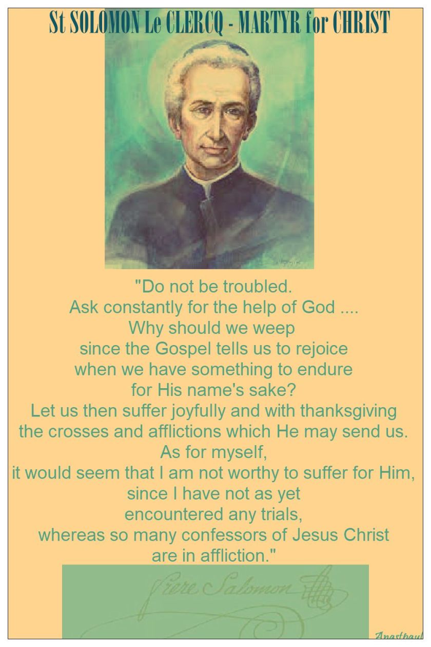 DO NOT BE TROUBLED - ST SOLOMON LE CLERCQ