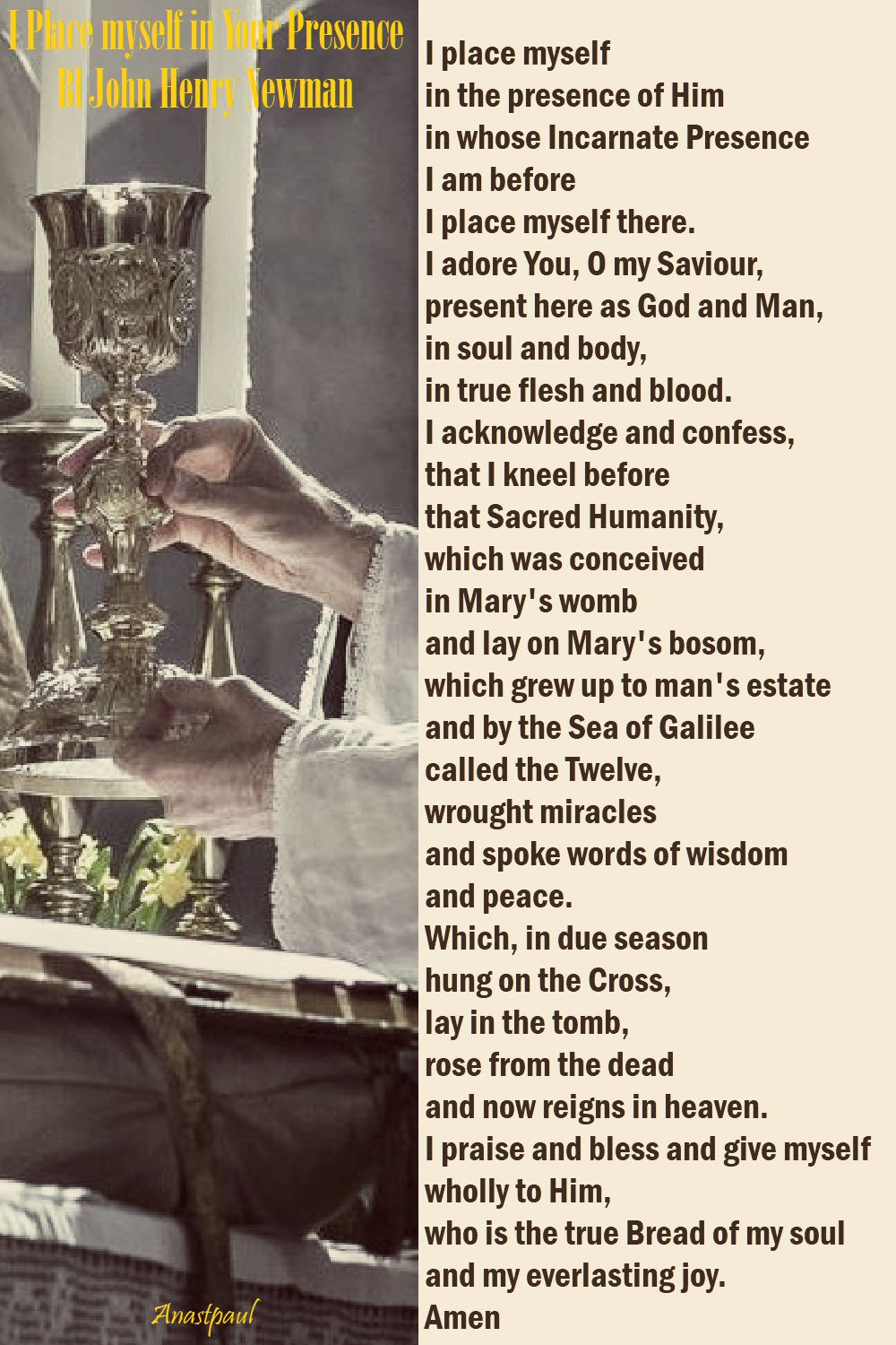 I place myself in your presence - bl john henry newman on 17 sept 2017