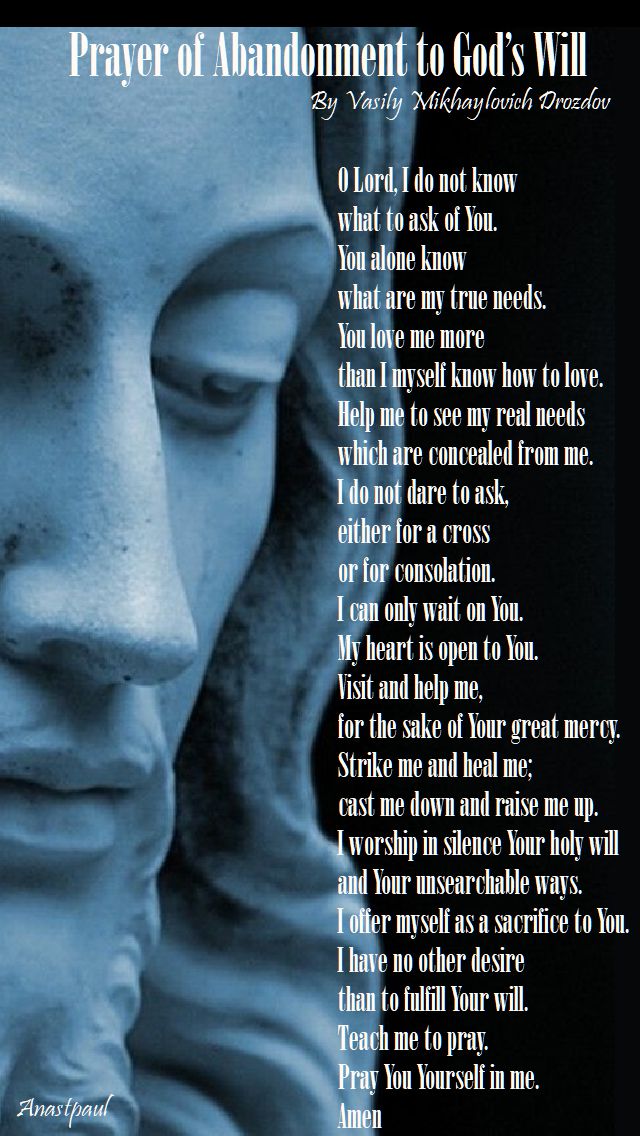 prayer of abandonment to gods will - o lord i do not know - Vasily Mikhaylovich Drozdov