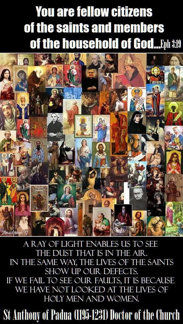 a ray of light enables us to see - st anthony of padua - 1 nov 2017