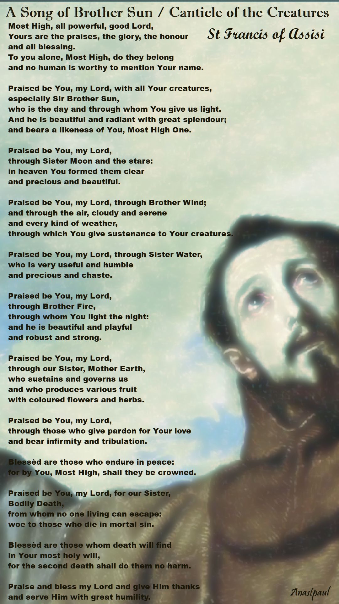 a song of brother sun - st francis - 4 oct 2017