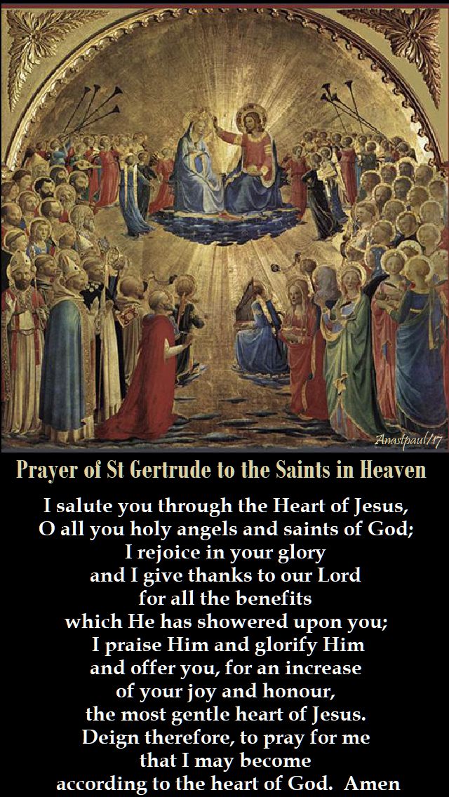 prayer of st gertrude to the saints in heaven - 1 nov 2017