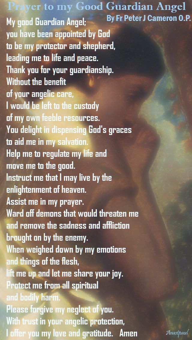 prayer to my good guardian angel - by for peter j cameron (my novenas book) 2 oct 2017