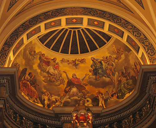 Our Lord and Our Lady receive St. Josaphat into Heaven.