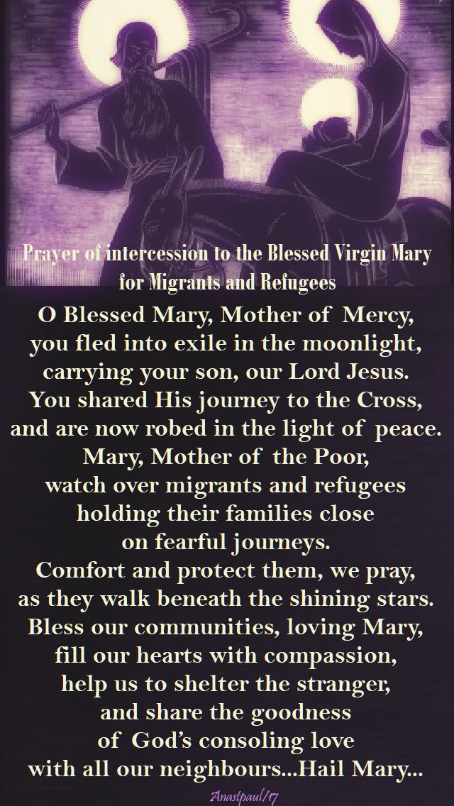 prayer to the blessed virgin for migrants and refugees - 19 nov 2017 - world day of the poor