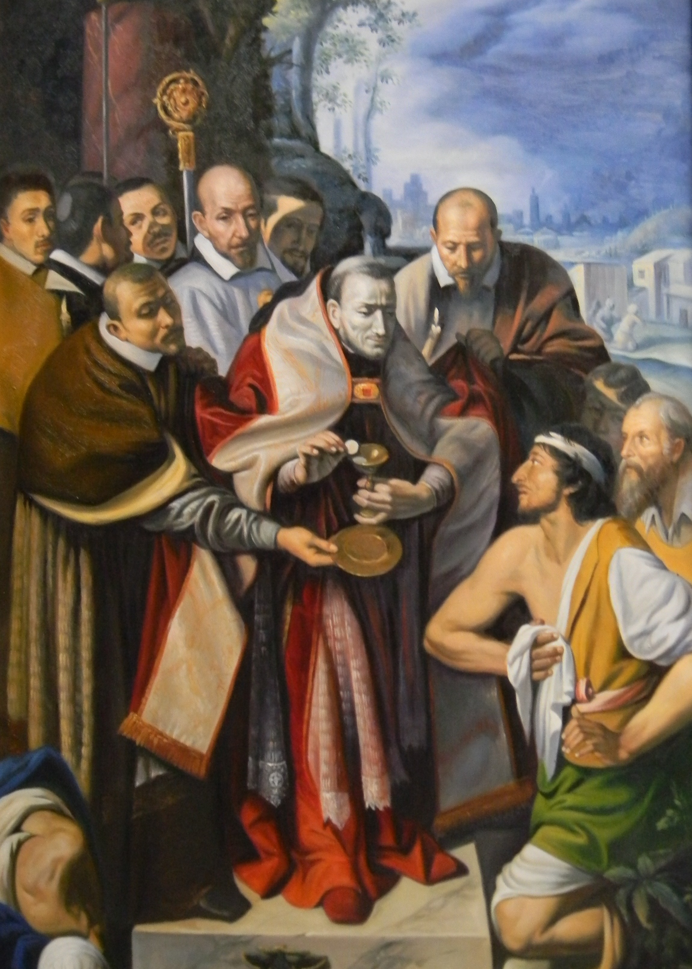 St Charles Borromeo giving Communion to plague victims