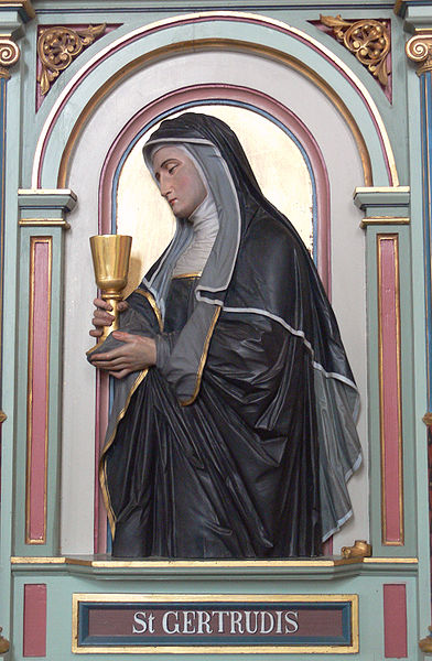 St Gertrude - Merazhofen_Pfarrkirche_Chorgestühl_links_Gertrud_von_Helfta