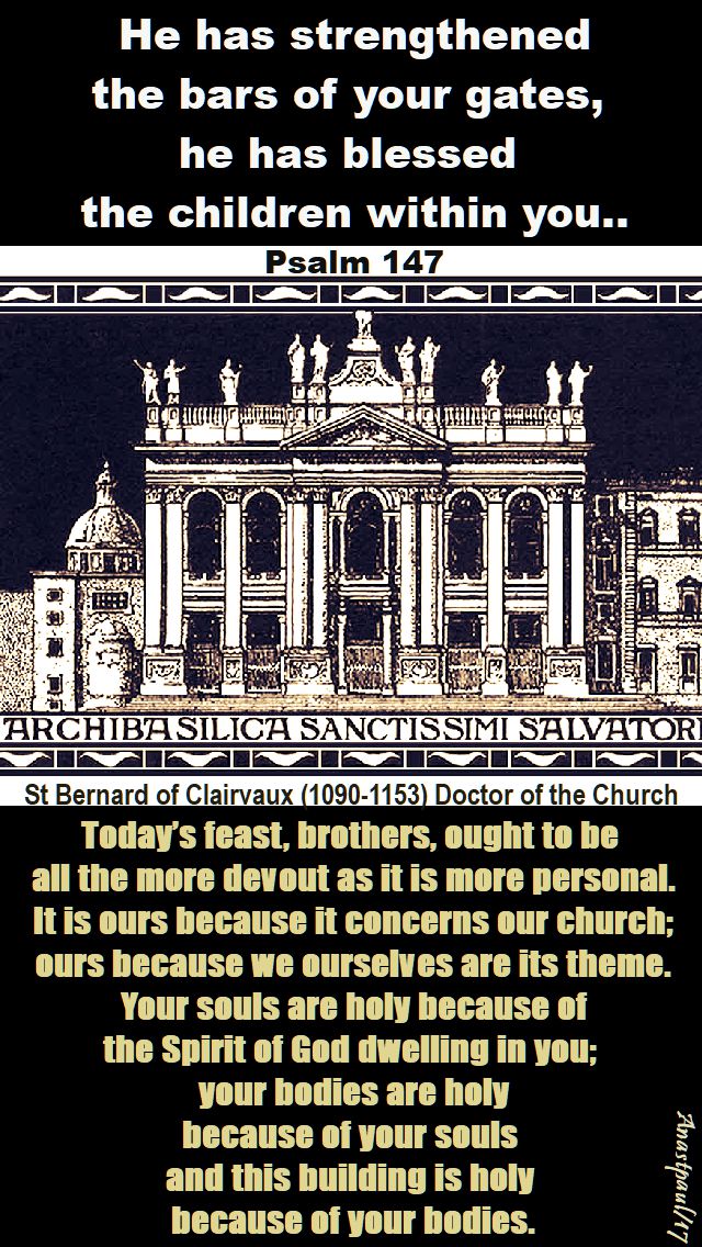 today's feast, brothers, - st bernard - 9 nov 2017 - dedication st john lateran