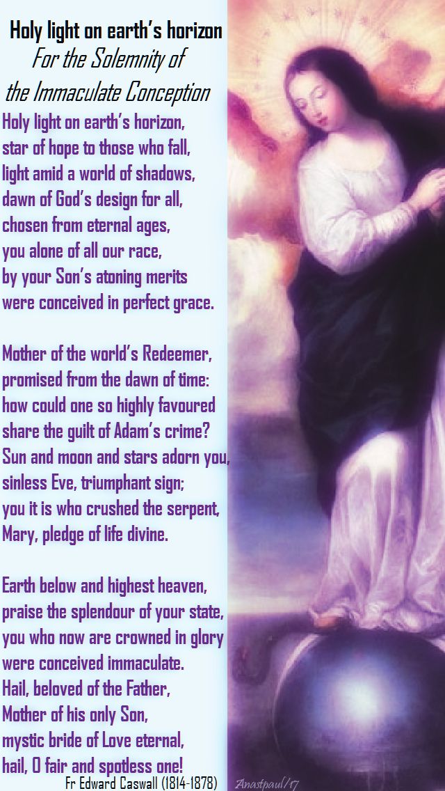 holy light on earth's horizon - for the solemnity of the Immaculate Con - 8 dec 2017