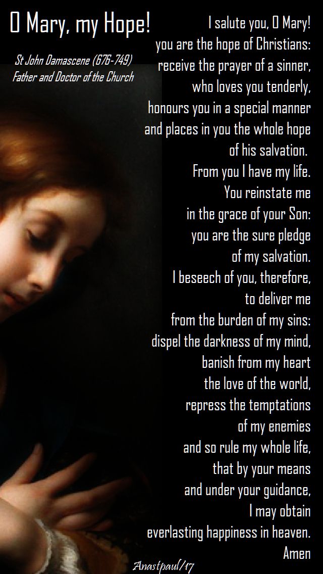 o Mary my Hope - st john damascene - 4 dec 2017 - I salute you, O Mary
