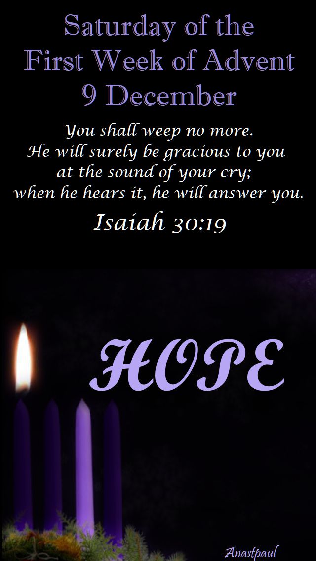 saturday of the first week - 9 dec 2017