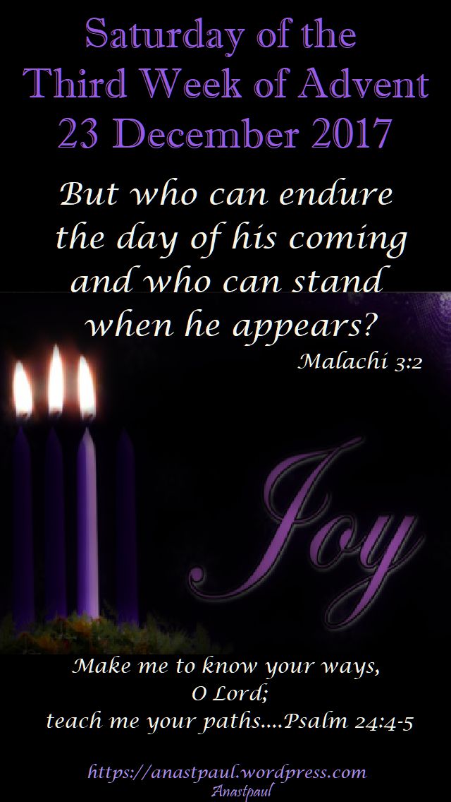 saturday of the third week - 23 dec 2017