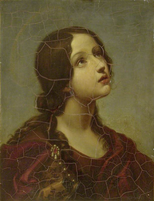 Dolci, Carlo, 1616-1686; Head of a young Saint (St Lucy?)