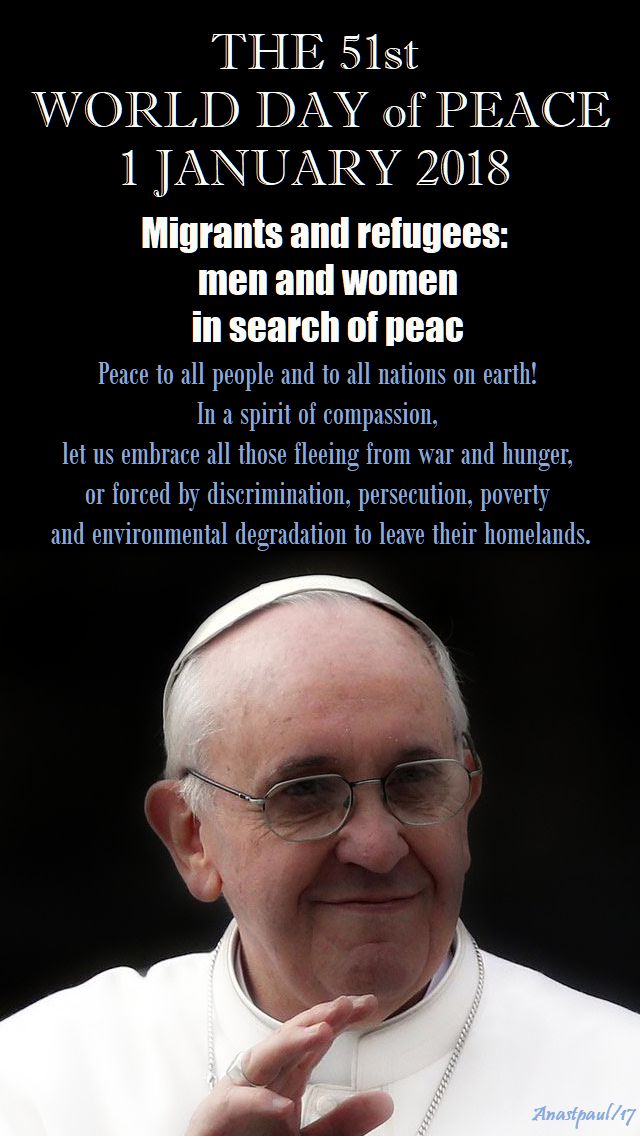 the 51st world day of peace - 1 jan 2018