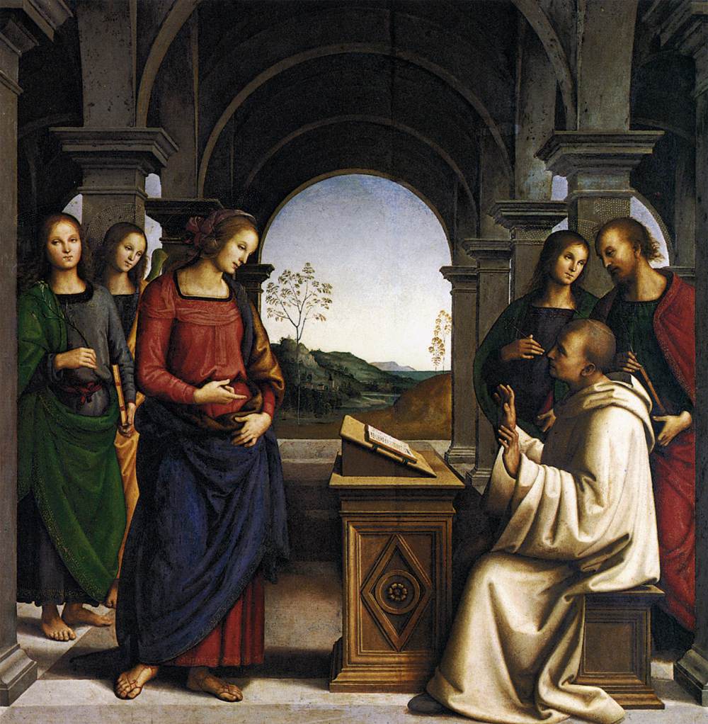 Vision of St. Bernard_Munich, AP_1493.Perugino, Virgin Appearing to St. Bernard Italian, 1493