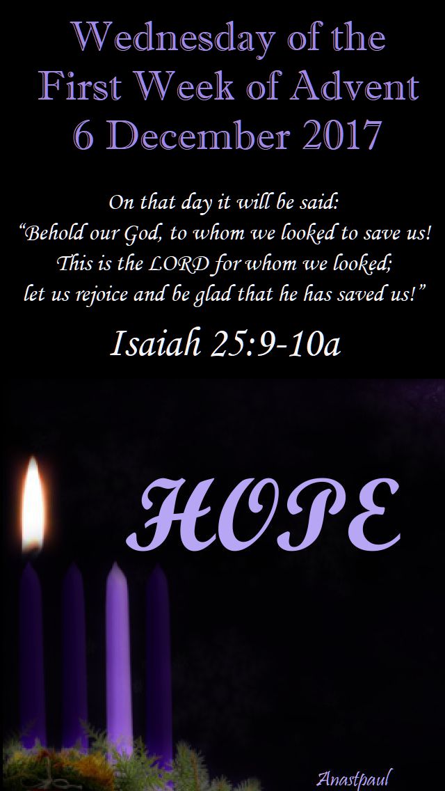 wednesday of the first week of advent - 6 dec 2017