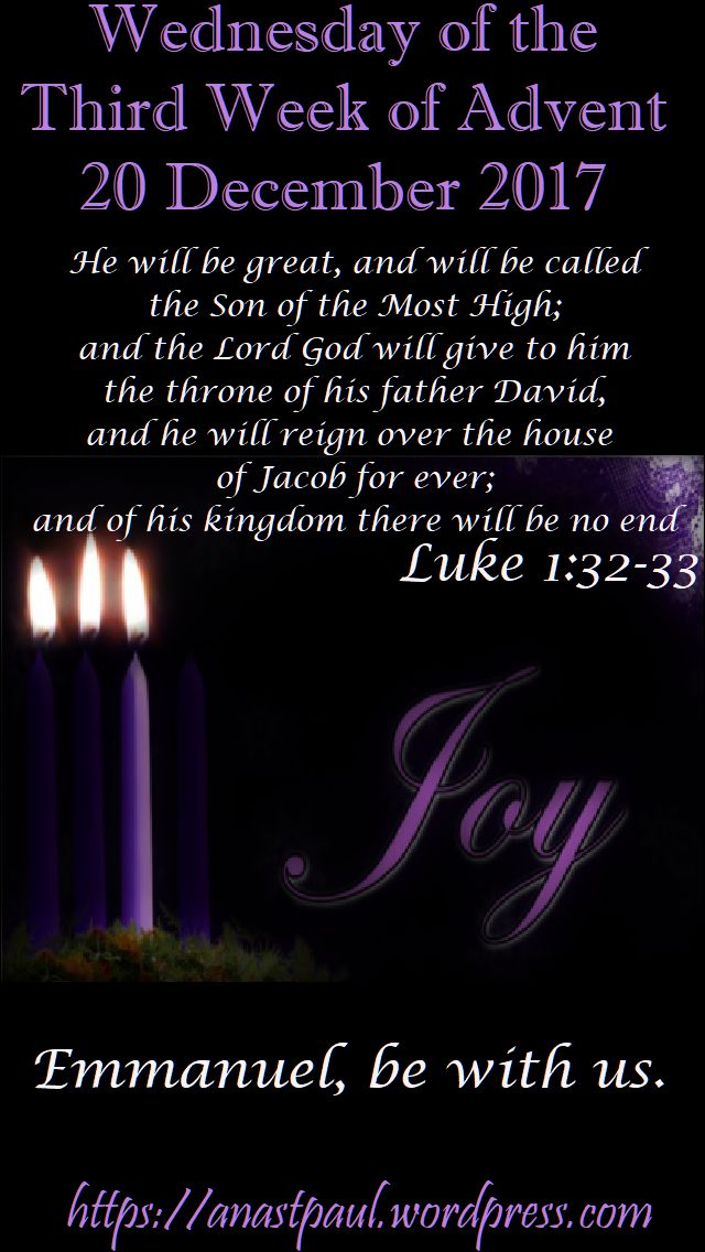 wednesday of the third week - 20 dec 2017