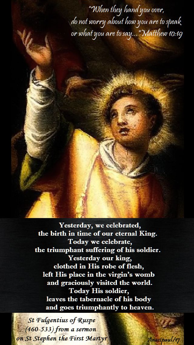 yesterday we celebrated - st fulgentius - 26 dec 2017