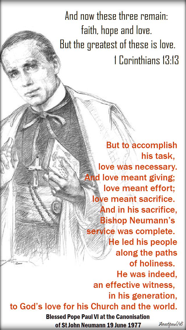 but to accomplish - bl pope paul VI on st john neumann - 5 jan 2018