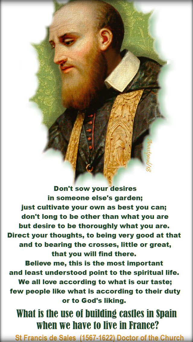 dont sow your desires - st francis de sales - 24 jan 2018