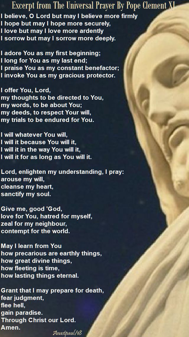 excerpt from the universal prayer - pope clement XI - 11 jan 2018