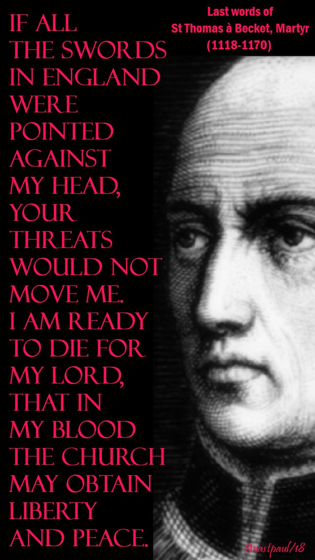 if all the swords - st thomas a becket - 20 jan 2018
