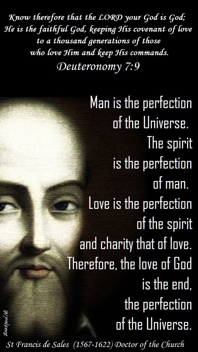 man is the perfection - st francis de sales - 24 jan 2018