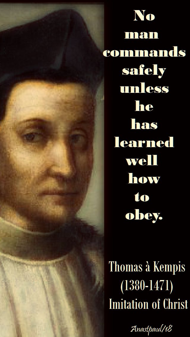 no man commands - thomas a kempis - 26 jan 2018