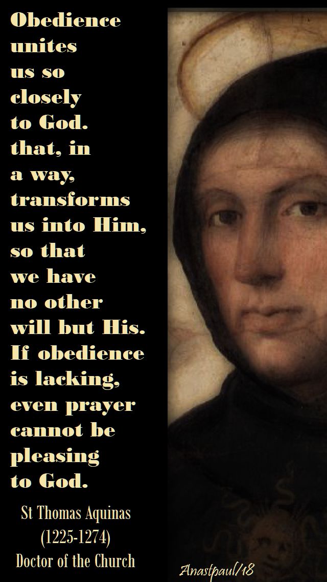 obedience unites us - st thomas aquinas - 26 jan 2018
