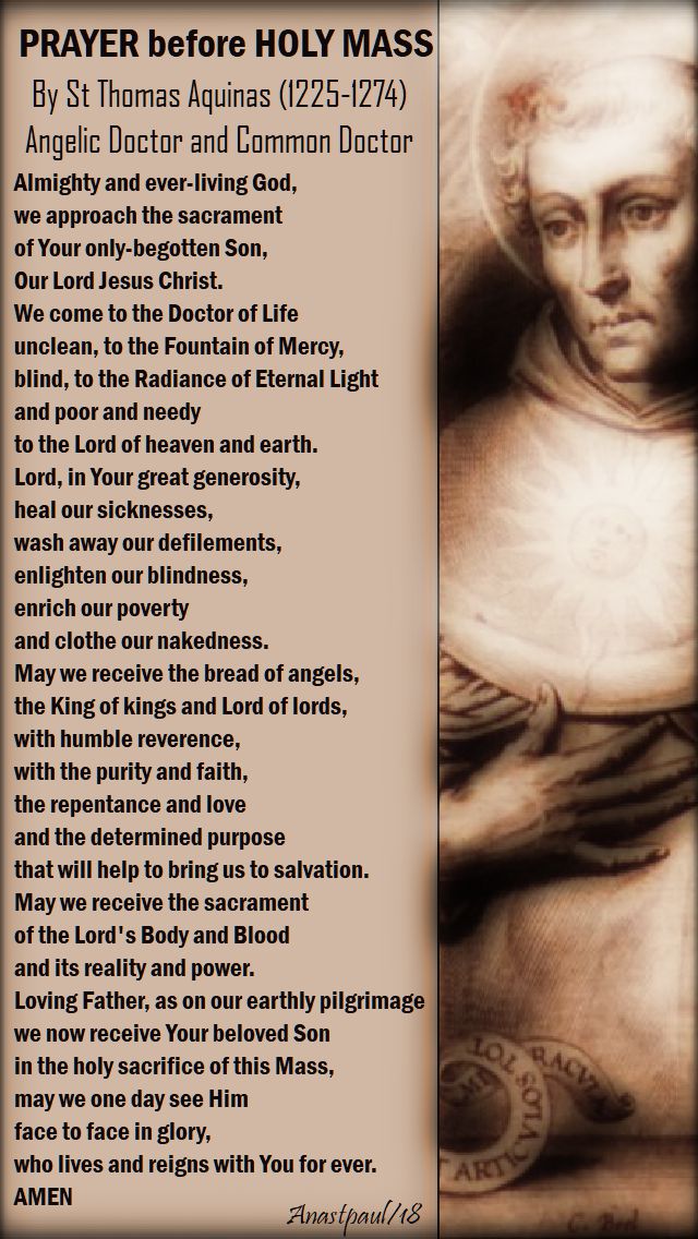 prayer before holy mass - st thomas aquinas - 28 jan 2018